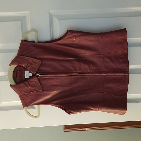 Jackets & Blazers - Vest - burgundy lambskin